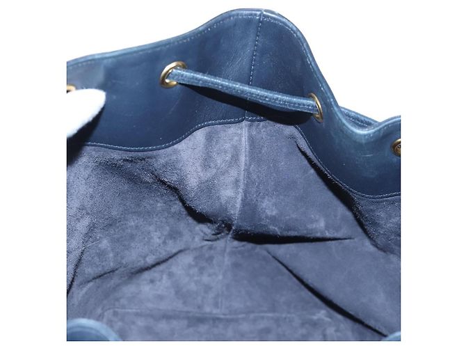 Autre Marque Borsa a tracolla SAINT LAURENT Emmanuel in pelle 2way Navy Gold Auth am12532A D'oro Blu navy - vista 27