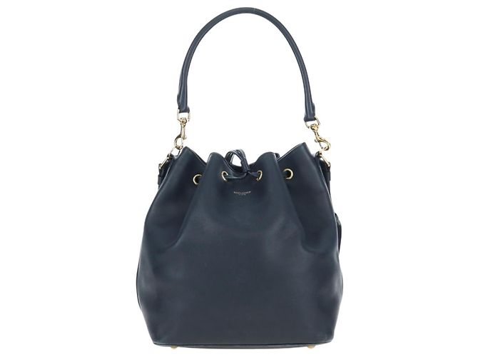 Autre Marque Borsa a tracolla SAINT LAURENT Emmanuel in pelle 2way Navy Gold Auth am12532A D'oro Blu navy - vista 3