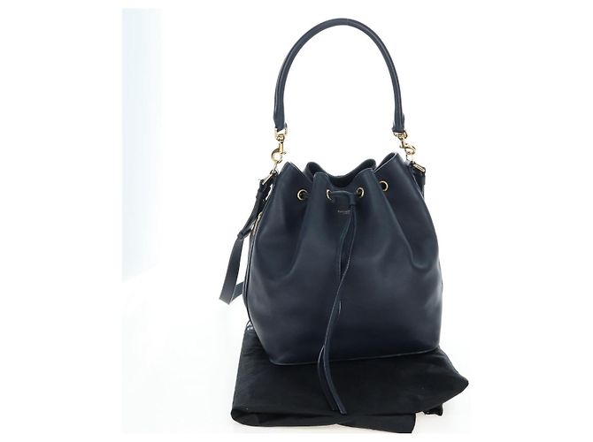 Autre Marque Borsa a tracolla SAINT LAURENT Emmanuel in pelle 2way Navy Gold Auth am12532A D'oro Blu navy - vista 31