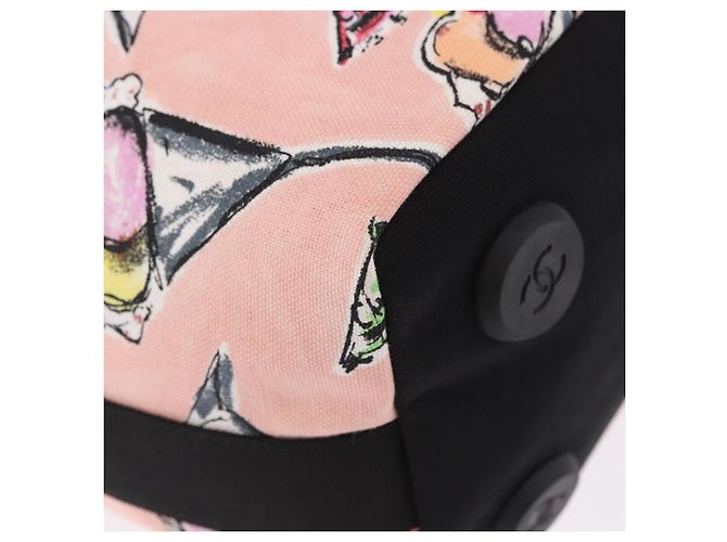 CHANEL Schultertasche Eiscreme-Muster aus Canvas Rosa Schwarz CC Auth 201171V Pink - Ansicht 12