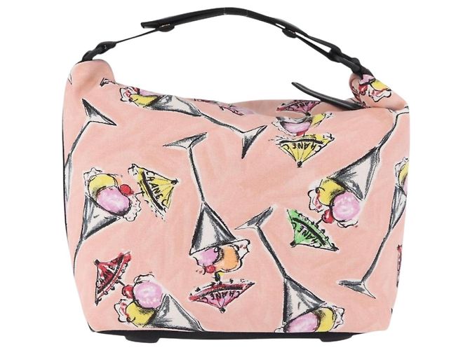 CHANEL Schultertasche Eiscreme-Muster aus Canvas Rosa Schwarz CC Auth 201171V Pink - Ansicht 3
