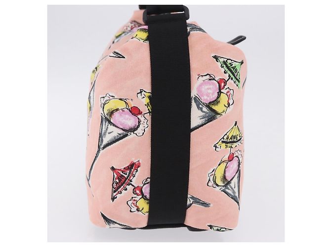 CHANEL Schultertasche Eiscreme-Muster aus Canvas Rosa Schwarz CC Auth 201171V Pink - Ansicht 5