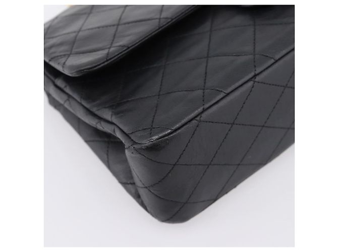 Borsa a tracolla CHANEL Matelasse 25 in pelle d'agnello nera con catena e CC dorato Auth 200746V Nero D'oro - vista 11