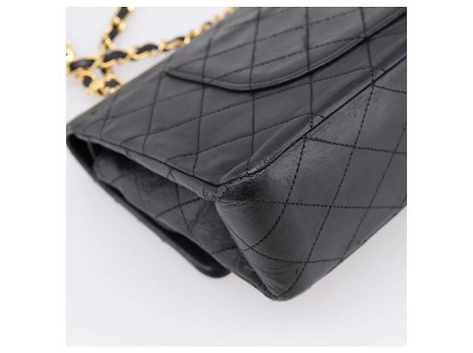 Borsa a tracolla CHANEL Matelasse 25 in pelle d'agnello nera con catena e CC dorato Auth 200746V Nero D'oro - vista 13