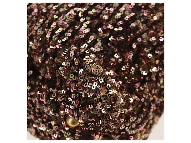 Borsa Tote Miu Miu Pelle Paillettes 2way Beige Gold Auth 202996M D'oro - vista 15