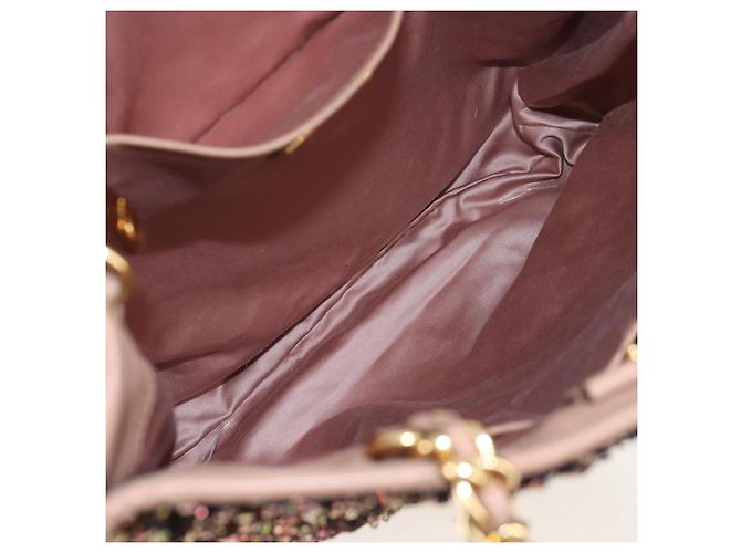 Borsa Tote Miu Miu Pelle Paillettes 2way Beige Gold Auth 202996M D'oro - vista 20