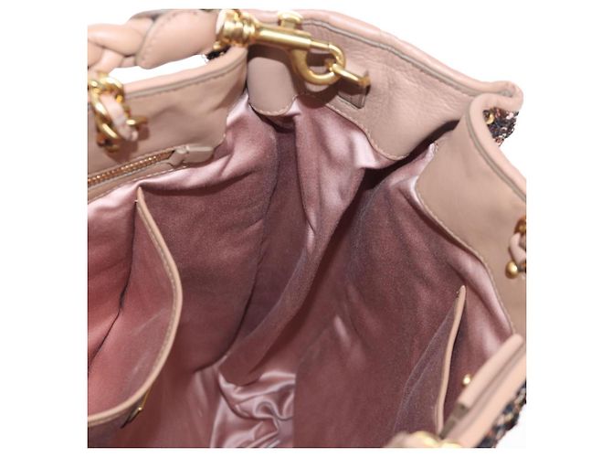 Borsa Tote Miu Miu Pelle Paillettes 2way Beige Gold Auth 202996M D'oro - vista 21