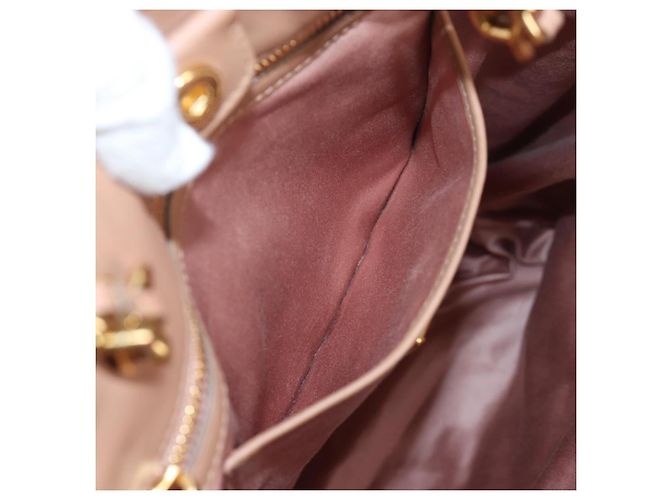 Borsa Tote Miu Miu Pelle Paillettes 2way Beige Gold Auth 202996M D'oro - vista 23