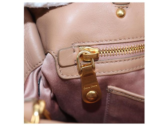 Borsa Tote Miu Miu Pelle Paillettes 2way Beige Gold Auth 202996M D'oro - vista 24