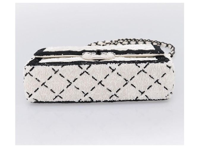 Borsa a tracolla CHANEL Chain Matelasse 25 con paillettes bianca CC Auth 202896SM Bianco - vista 10