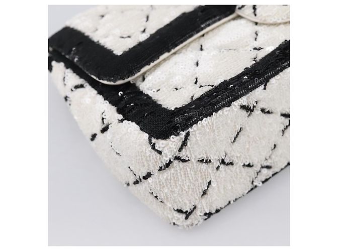 Borsa a tracolla CHANEL Chain Matelasse 25 con paillettes bianca CC Auth 202896SM Bianco - vista 12