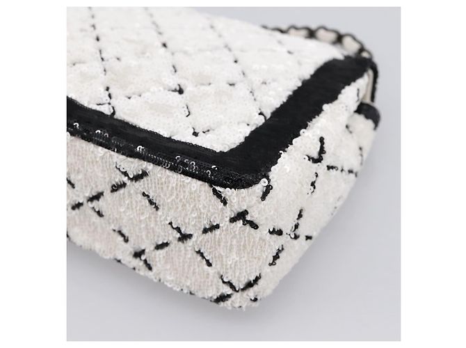 Borsa a tracolla CHANEL Chain Matelasse 25 con paillettes bianca CC Auth 202896SM Bianco - vista 13