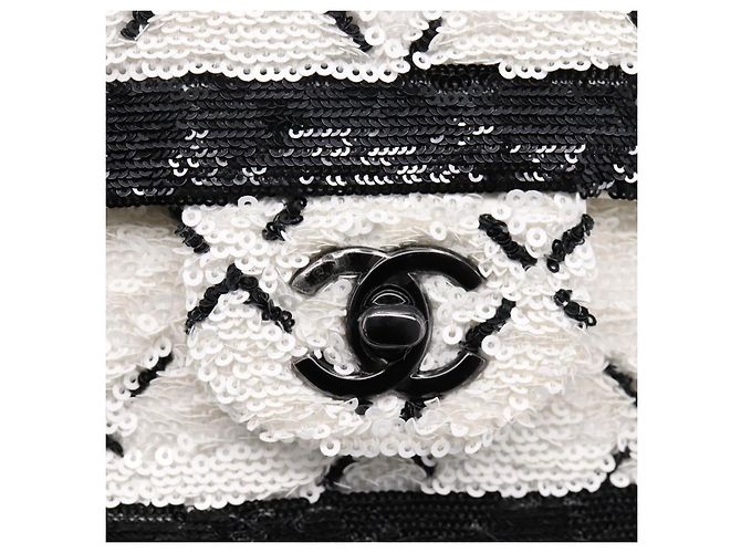Borsa a tracolla CHANEL Chain Matelasse 25 con paillettes bianca CC Auth 202896SM Bianco - vista 15
