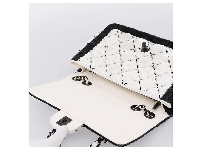 Borsa a tracolla CHANEL Chain Matelasse 25 con paillettes bianca CC Auth 202896SM Bianco - vista 16