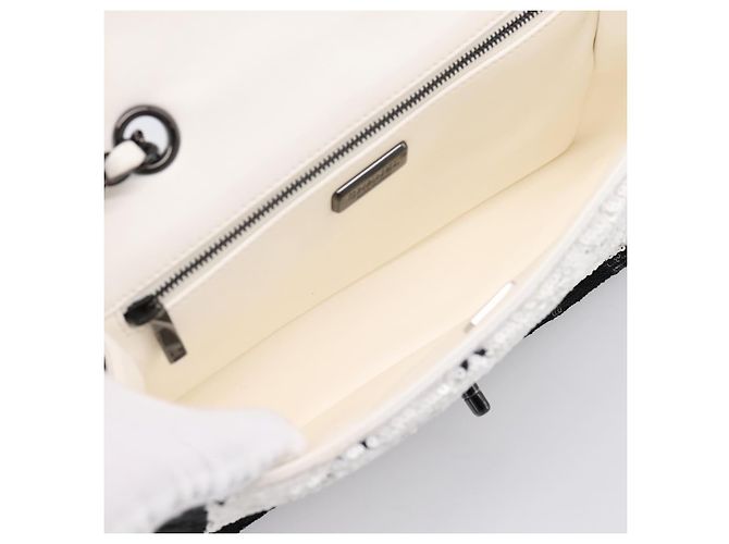 Borsa a tracolla CHANEL Chain Matelasse 25 con paillettes bianca CC Auth 202896SM Bianco - vista 18