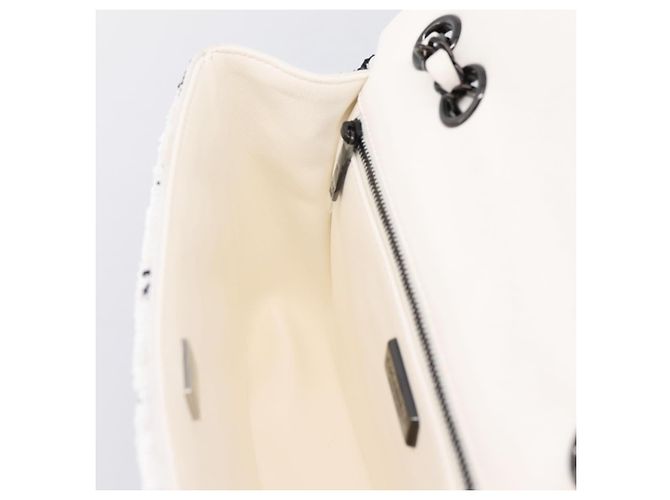 Borsa a tracolla CHANEL Chain Matelasse 25 con paillettes bianca CC Auth 202896SM Bianco - vista 20