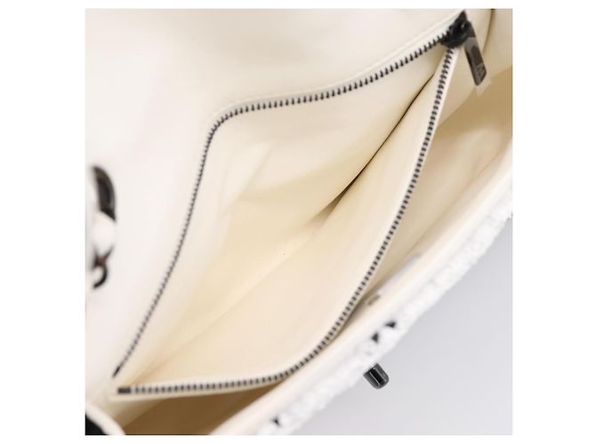 Borsa a tracolla CHANEL Chain Matelasse 25 con paillettes bianca CC Auth 202896SM Bianco - vista 22
