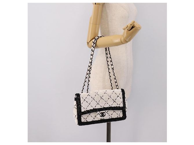 Borsa a tracolla CHANEL Chain Matelasse 25 con paillettes bianca CC Auth 202896SM Bianco - vista 24