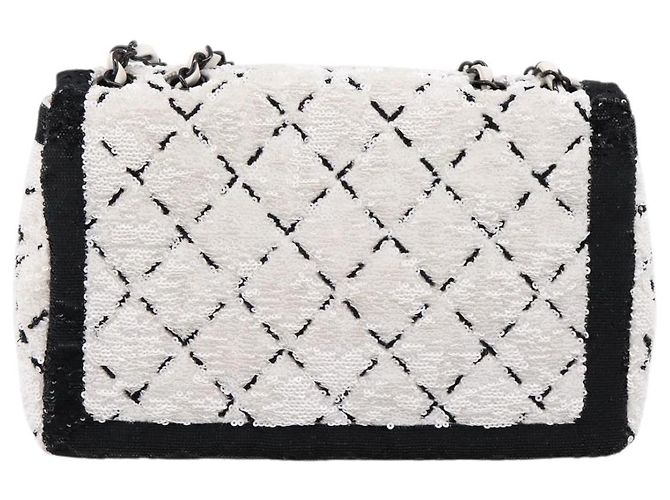 Borsa a tracolla CHANEL Chain Matelasse 25 con paillettes bianca CC Auth 202896SM Bianco - vista 3