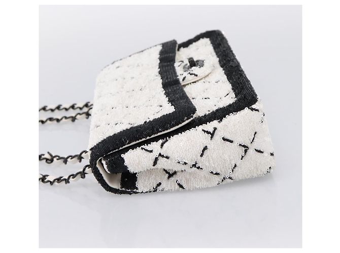 Borsa a tracolla CHANEL Chain Matelasse 25 con paillettes bianca CC Auth 202896SM Bianco - vista 4