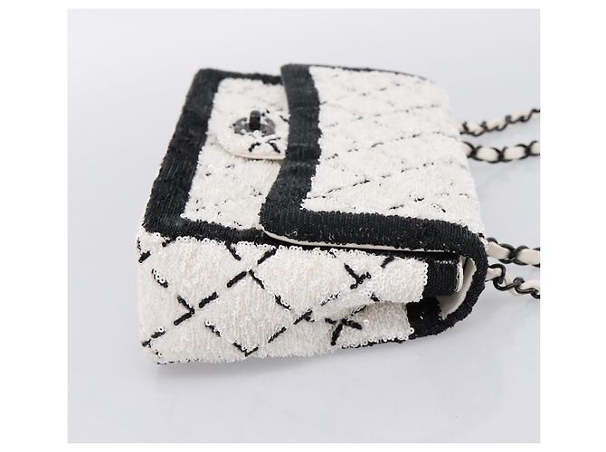 Borsa a tracolla CHANEL Chain Matelasse 25 con paillettes bianca CC Auth 202896SM Bianco - vista 5