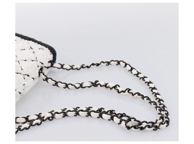Borsa a tracolla CHANEL Chain Matelasse 25 con paillettes bianca CC Auth 202896SM Bianco - vista 7