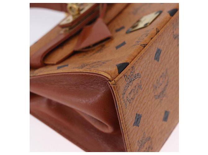 Bolso de mano MCM Vicetos Logogram PVC Leather 2way Brown Gold Auth 203014A Castaño Dorado - vista 12