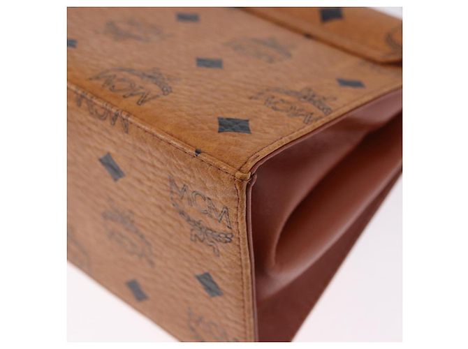 Bolso de mano MCM Vicetos Logogram PVC Leather 2way Brown Gold Auth 203014A Castaño Dorado - vista 15