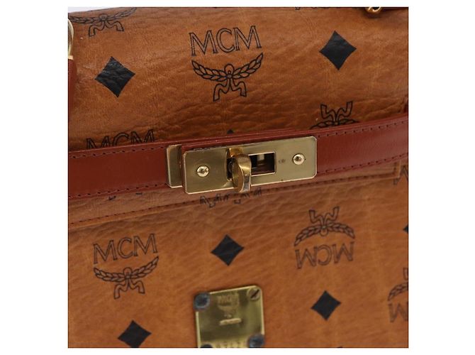 Bolso de mano MCM Vicetos Logogram PVC Leather 2way Brown Gold Auth 203014A Castaño Dorado - vista 17