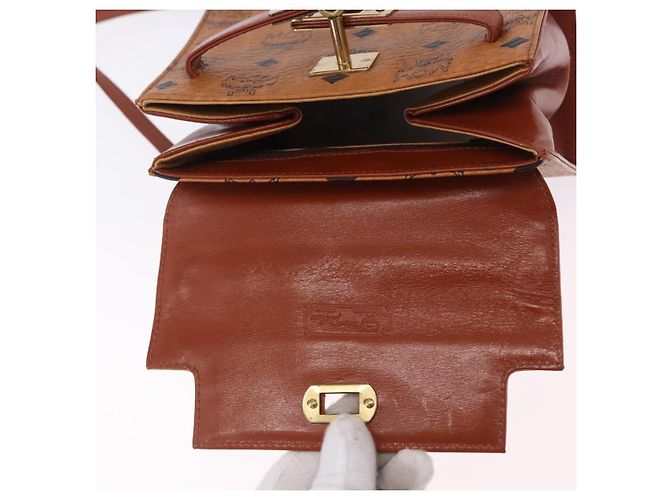 Bolso de mano MCM Vicetos Logogram PVC Leather 2way Brown Gold Auth 203014A Castaño Dorado - vista 20
