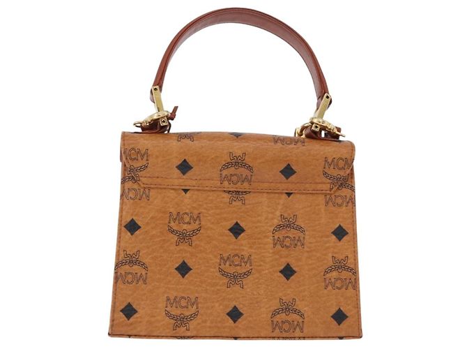 Bolso de mano MCM Vicetos Logogram PVC Leather 2way Brown Gold Auth 203014A Castaño Dorado - vista 3