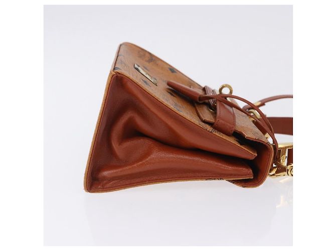 Bolso de mano MCM Vicetos Logogram PVC Leather 2way Brown Gold Auth 203014A Castaño Dorado - vista 4