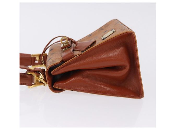 Bolso de mano MCM Vicetos Logogram PVC Leather 2way Brown Gold Auth 203014A Castaño Dorado - vista 5