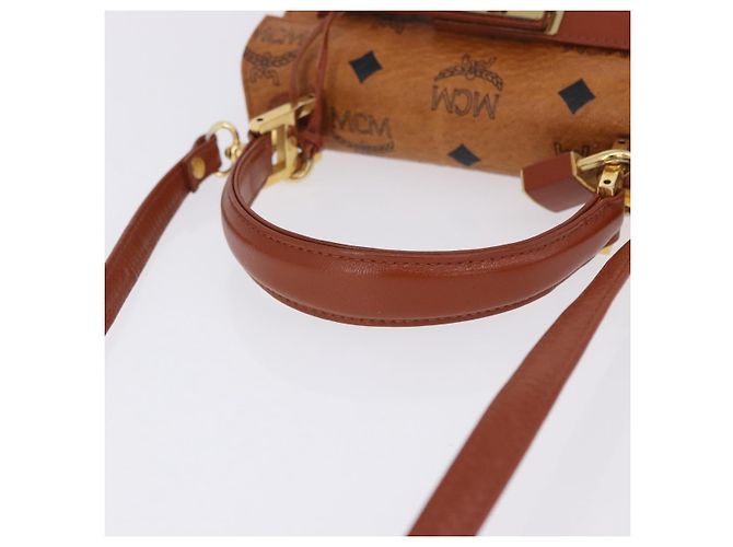 Bolso de mano MCM Vicetos Logogram PVC Leather 2way Brown Gold Auth 203014A Castaño Dorado - vista 7