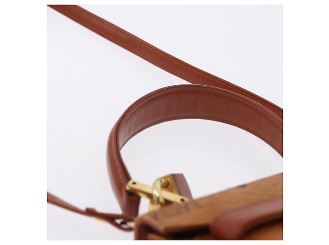 Bolso de mano MCM Vicetos Logogram PVC Leather 2way Brown Gold Auth 203014A Castaño Dorado - vista 8
