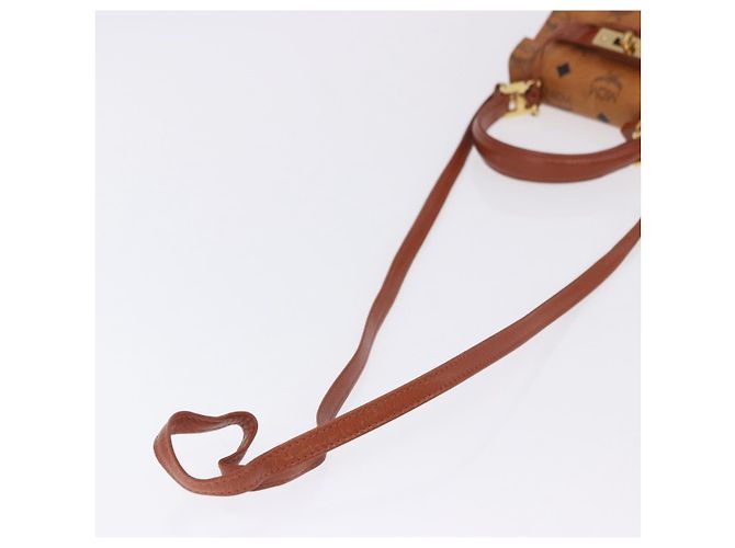 Bolso de mano MCM Vicetos Logogram PVC Leather 2way Brown Gold Auth 203014A Castaño Dorado - vista 9