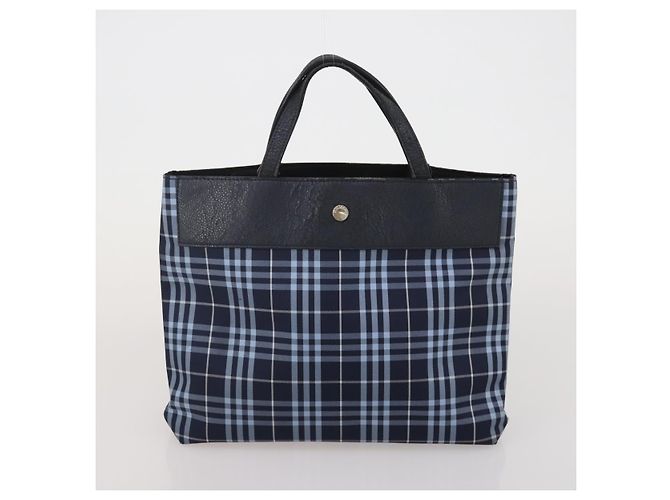 BURBERRY Nova Check Hand Bag Canvas 3 Set Beige Blue Auth 202176 - vista 16