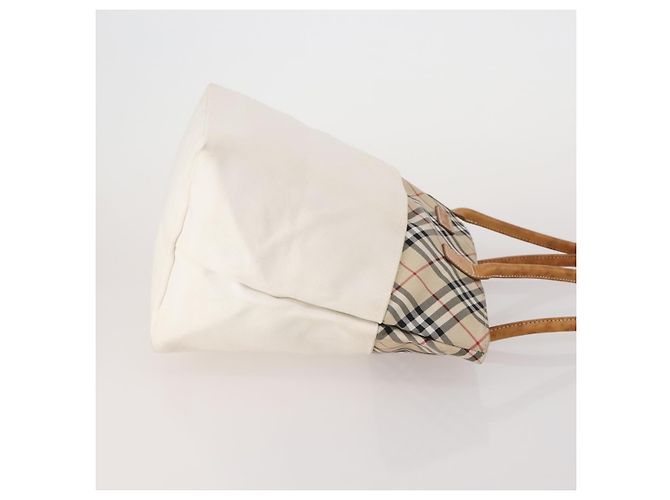 BURBERRY Nova Check Hand Bag Canvas 3 Set Beige Blue Auth 202176 - vista 4