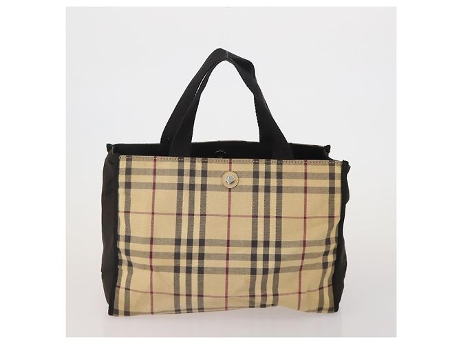BURBERRY Nova Check Hand Bag Canvas 3 Set Beige Blue Auth 202176 - vista 9
