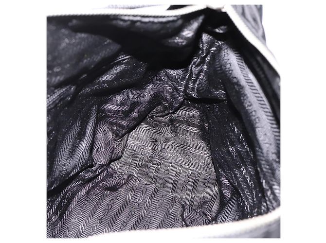 Borsa a tracolla PRADA Nylon Nero Argento Auth 201223A - vista 19