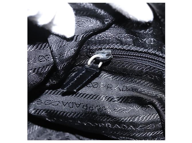 Borsa a tracolla PRADA Nylon Nero Argento Auth 201223A - vista 21