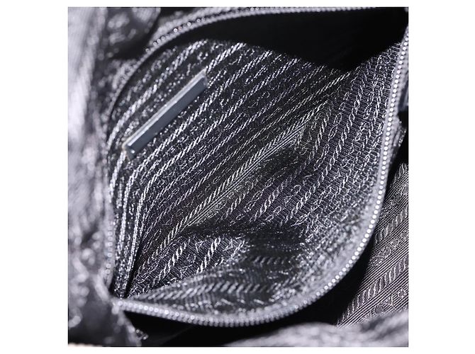 Borsa a tracolla PRADA Nylon Nero Argento Auth 201223A - vista 22