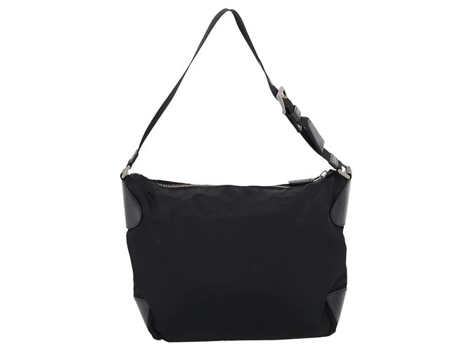 Borsa a tracolla PRADA Nylon Nero Argento Auth 201223A - vista 3