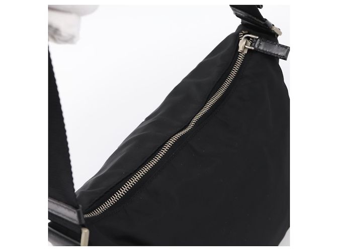 Borsa a tracolla PRADA Nylon Nero Argento Auth 201223A - vista 6