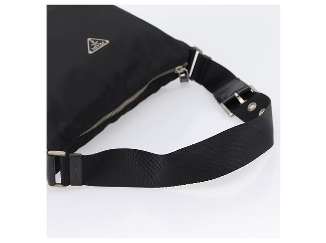 Borsa a tracolla PRADA Nylon Nero Argento Auth 201223A - vista 7