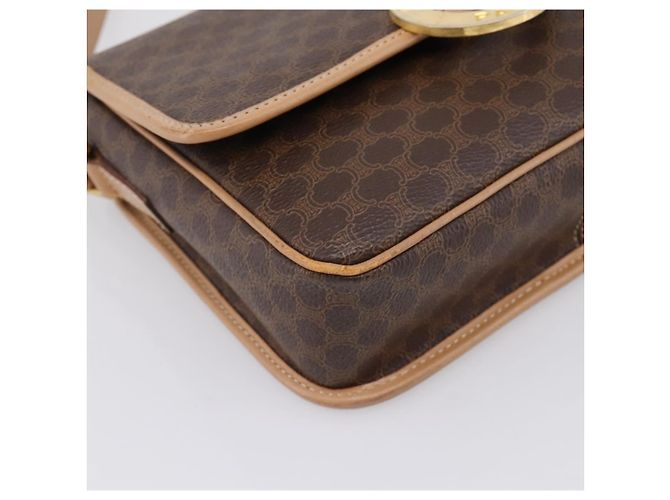 Céline Borsa a tracolla circolare CELINE Macadam Canvas PVC Pelle Marrone Oro Auth 202874A D'oro - vista 11
