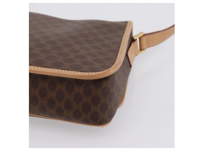 Céline Borsa a tracolla circolare CELINE Macadam Canvas PVC Pelle Marrone Oro Auth 202874A D'oro - vista 12