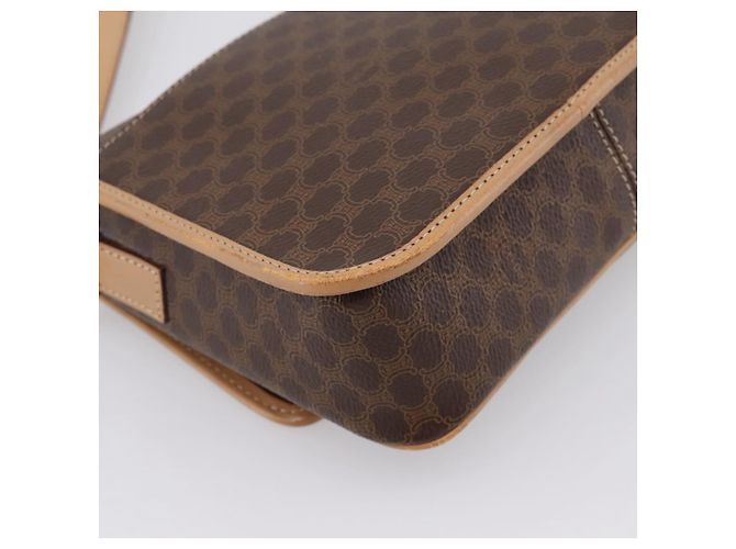 Céline Borsa a tracolla circolare CELINE Macadam Canvas PVC Pelle Marrone Oro Auth 202874A D'oro - vista 13
