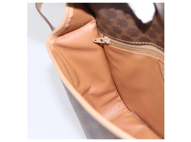 Céline Borsa a tracolla circolare CELINE Macadam Canvas PVC Pelle Marrone Oro Auth 202874A D'oro - vista 21