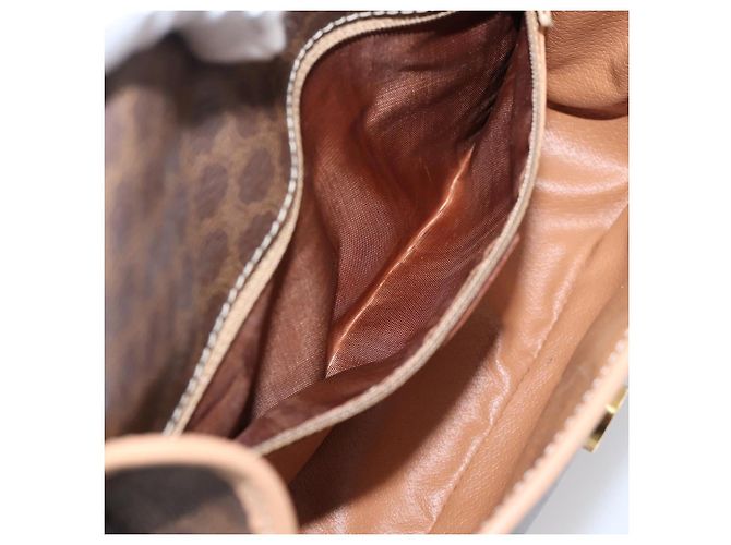 Céline Borsa a tracolla circolare CELINE Macadam Canvas PVC Pelle Marrone Oro Auth 202874A D'oro - vista 23